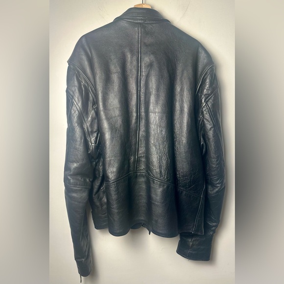 Vintage BIKER’S LEATHER STUFF Men’s Black  Moto Jacket 52” Chest (2XL) - Picture 4 of 13